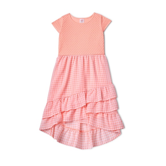 Wonder Nation Girls Ruffle Chiffon Dress gingham - Picture 1 of 10